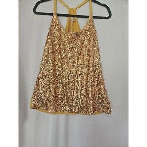 MANER Gold Seqium & Jersey  Tank Cami Top XL‎
